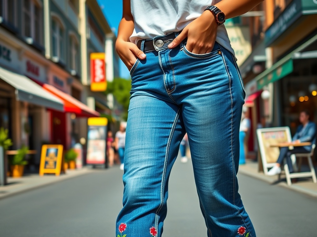 floriiasi.ro | Blugi cu tiv brodat: detaliu artizanal și personalizat